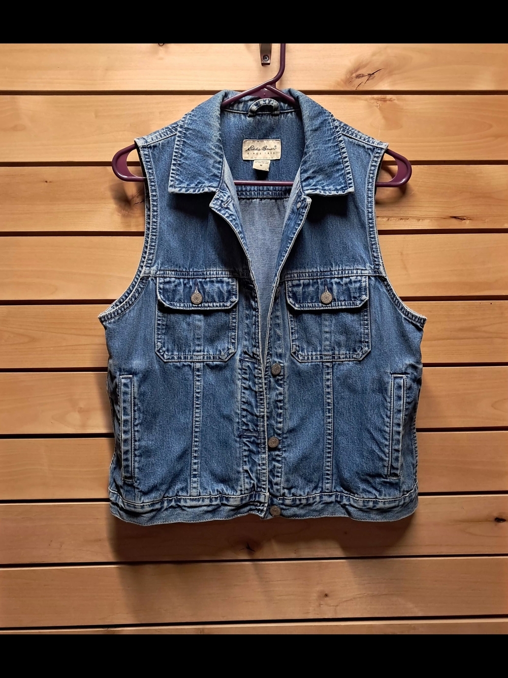 Vintage Eddie Bauer Denim Trucker Vest - Medium Wash 90s (Women's M)